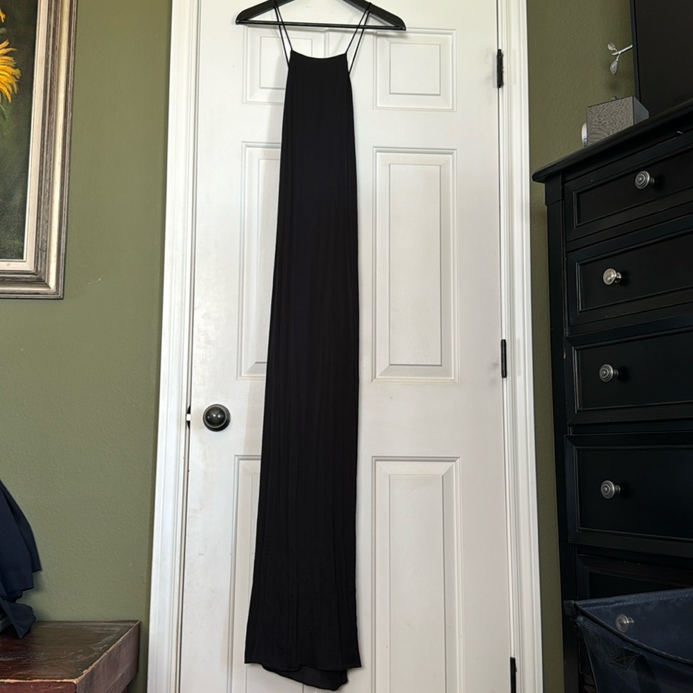 NWT Zara black LONG black dress - very flowy with slight shine to fabric.